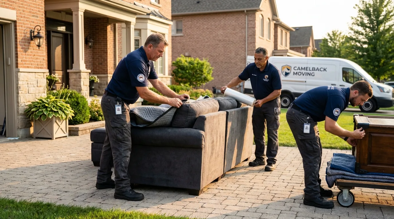 Large estate moving crew wrapping furniture in Cape Coral, FL